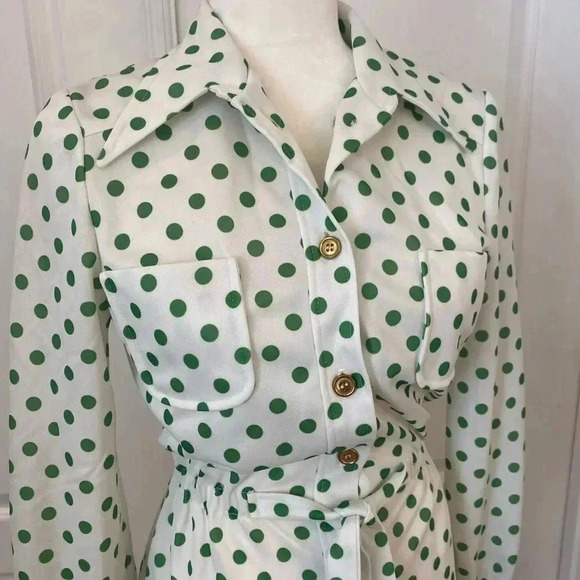 Parade Vintage 1970s Polka Dot Shirt Dress - Picture 10 of 12